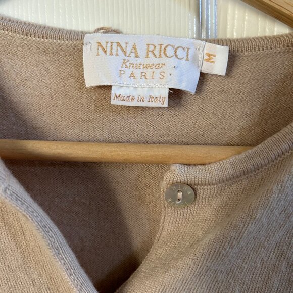 Nina Ricci Cardigan Sweater Beige Button Down Wool/Knit SZM Old Money Italy - Picture 9 of 9